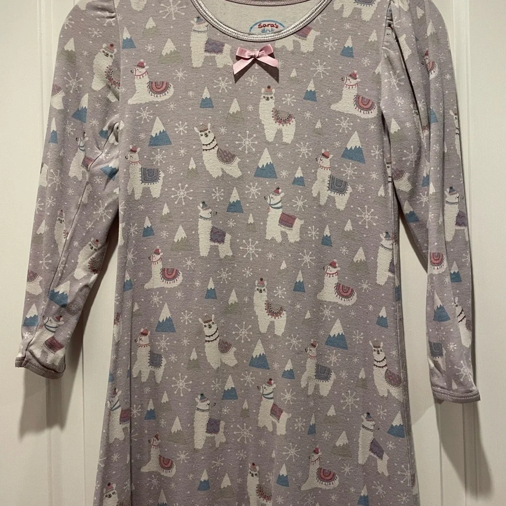 Sara’s Print Cozy Kids Pajamas with llama Print size 8